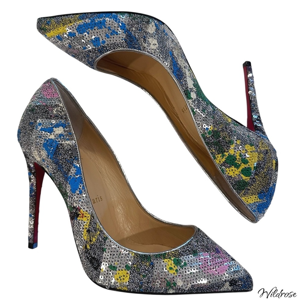 💫 Christian Louboutin Sequins Galativi 100 “Version Diva” Heels SZ 35.5 US 5.5 💫 - Picture 9 of 16